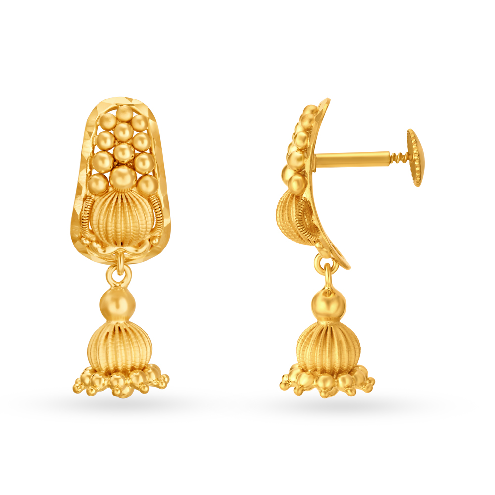 

Novel 22 Karat Yellow Gold Filigree Danglers