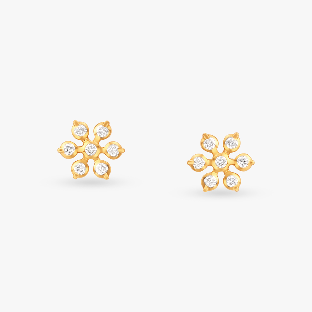 Floral Glamour Diamond Stud Earrings