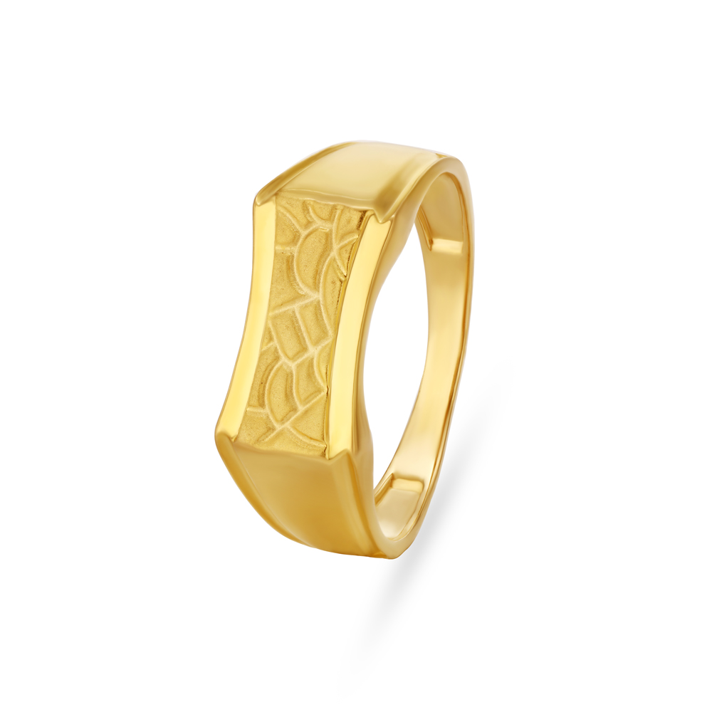 Carved Abstract Pattern Gold Finger Ring For Men