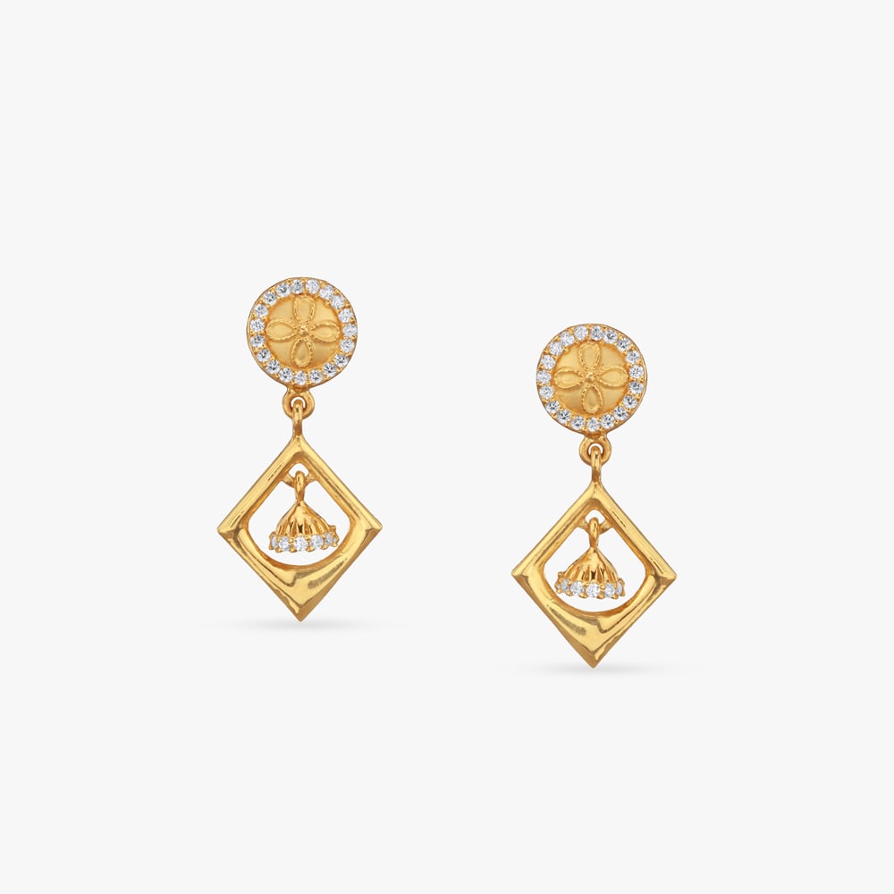 Twirl Bloom Gold Drop Earrings