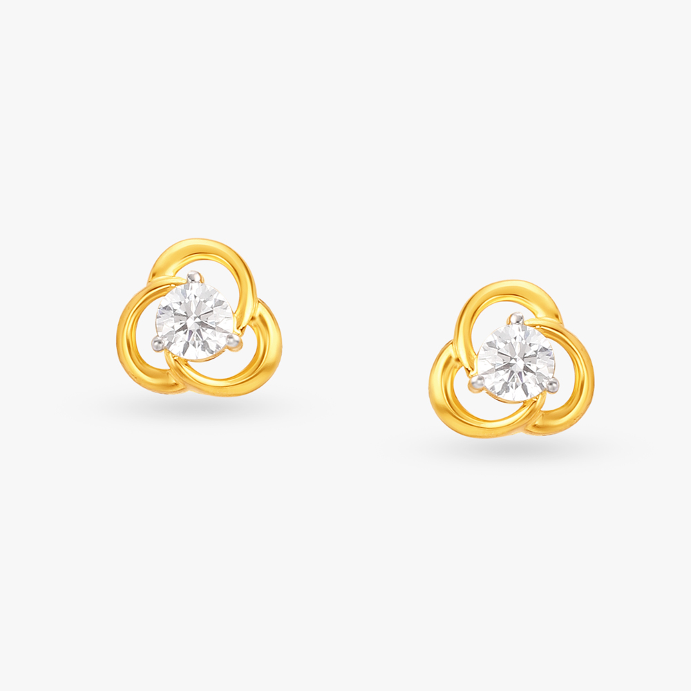 Luminous Twist Gold Stud Earrings