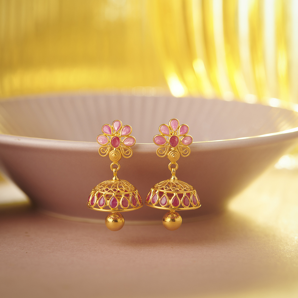 Opulent Ruby Jhumkas