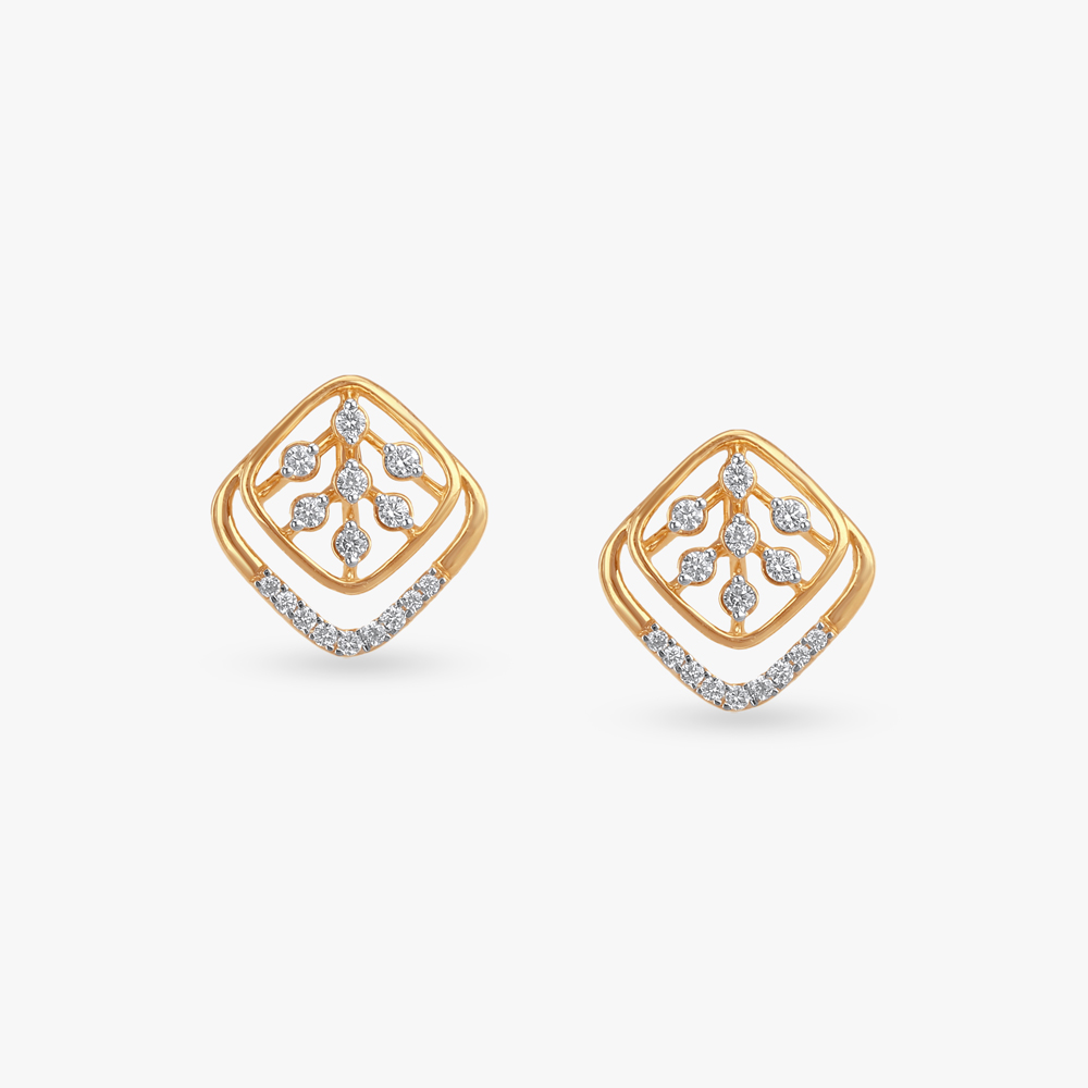 Abstract Rhombus Diamond Stud Earrings