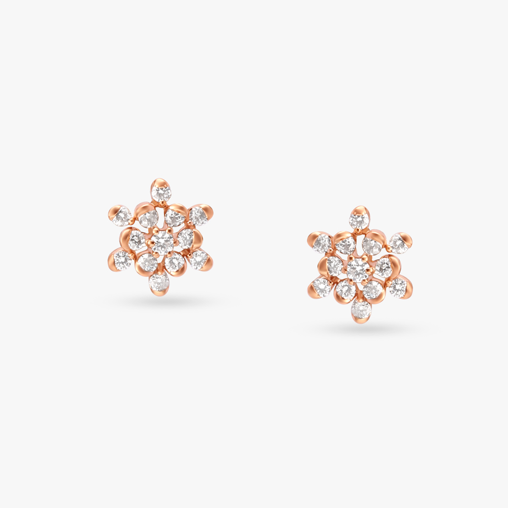 Floral Finesse Diamond Stud Earrings