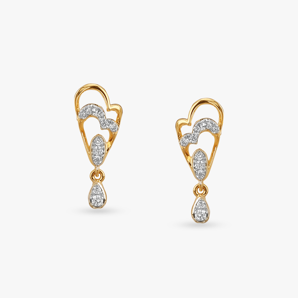 Twinned Hearts Diamond Drop Earrings
