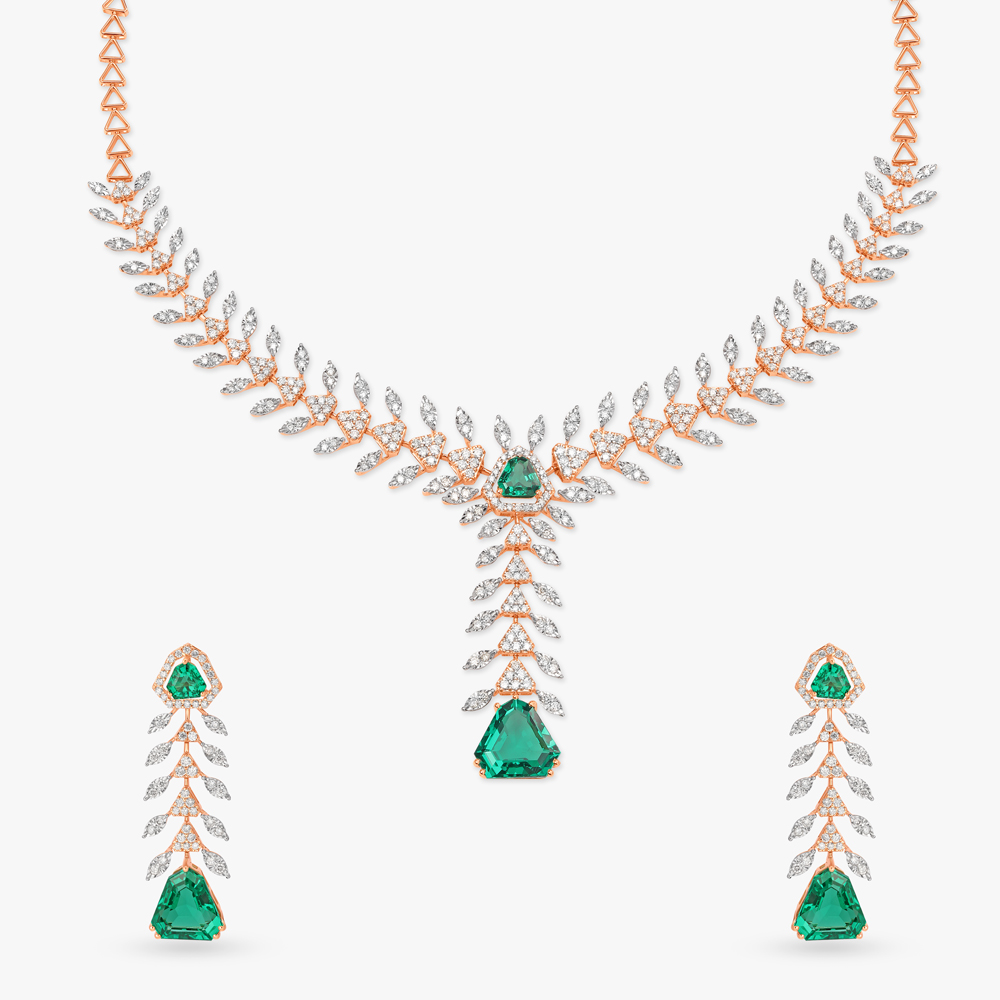 Verdant Symphony Natural diamond Necklace Set