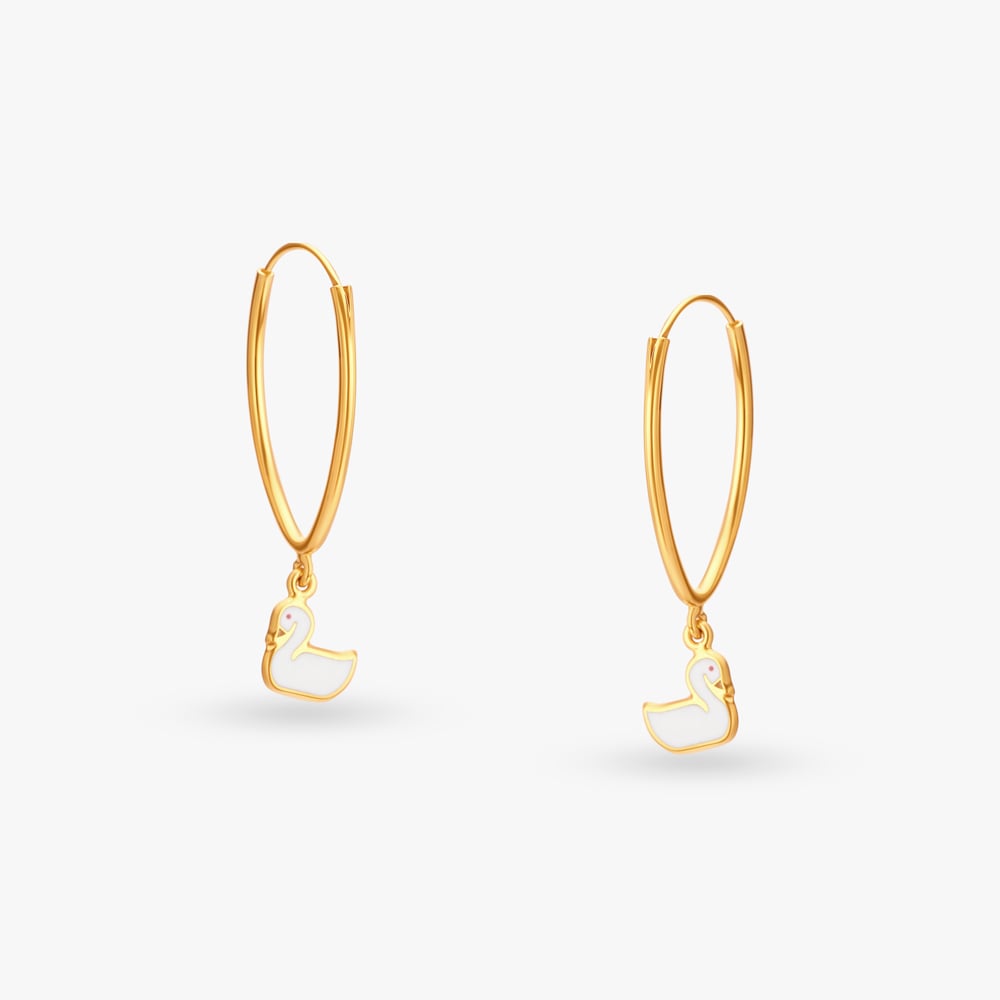 Playful Duck Hoop Earrings for Kids