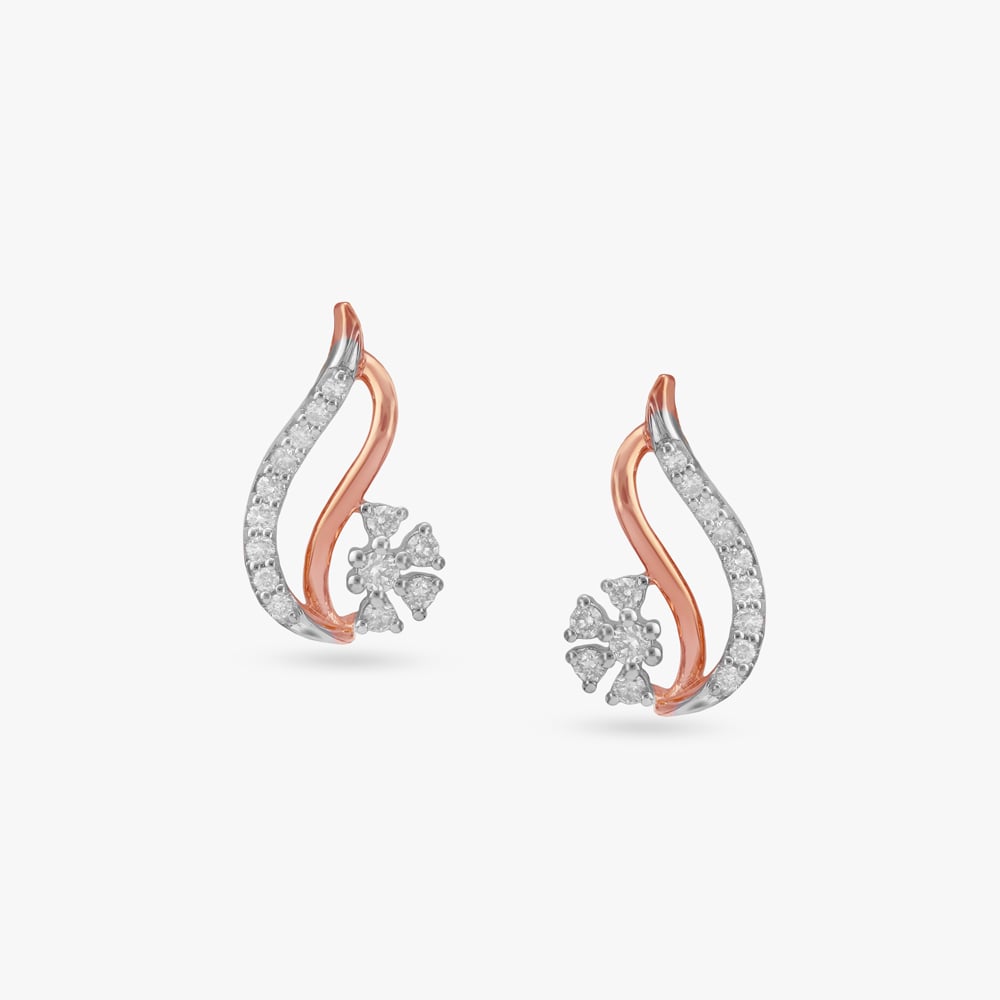 Swirl Bloom Diamond Stud Earrings