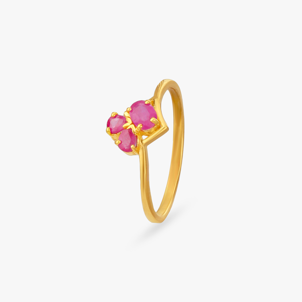 Chic Crown Ruby Finger Ring