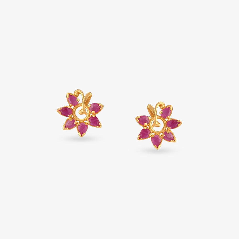 Sparkling Bloom Ruby Stud Earrings