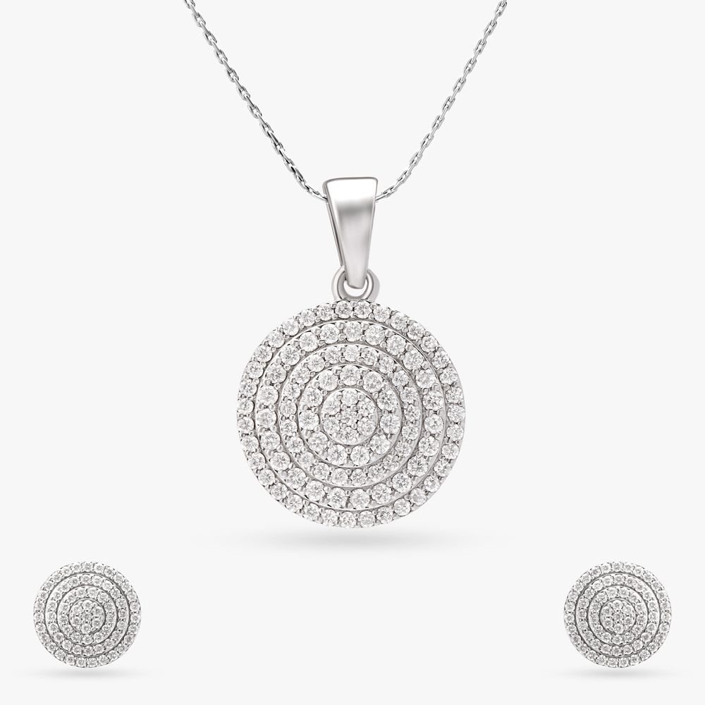 

Epitome Of Grace Diamond Pendant With Earrings Set