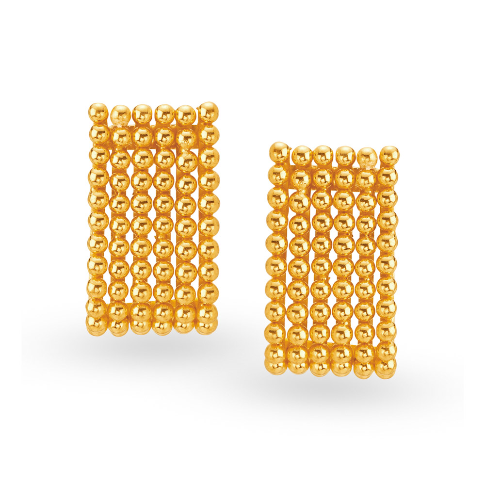 Lustrous 22 Karat Yellow Gold Bead Studs