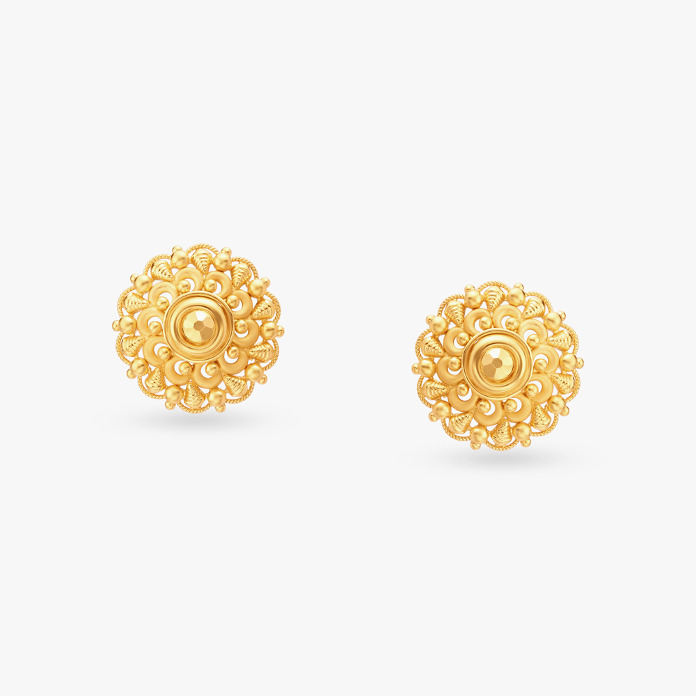 

Intricate Gold Stud Earrings