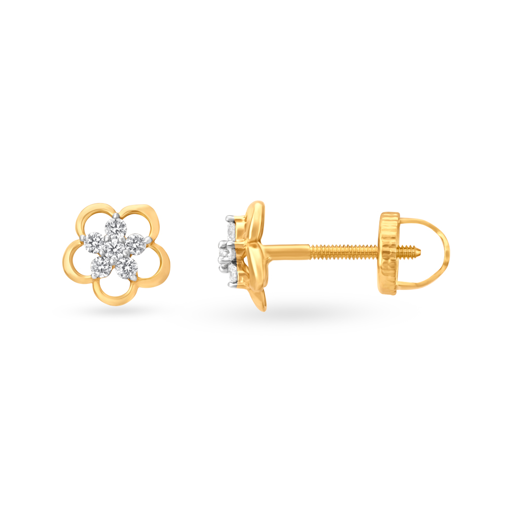 

Gleaming Floral Diamond Stud Earrings