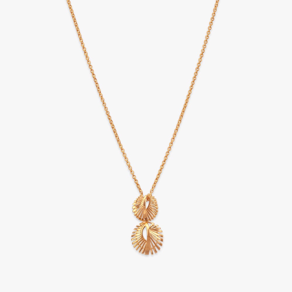Modern Sunray Gold Pendant with Chain