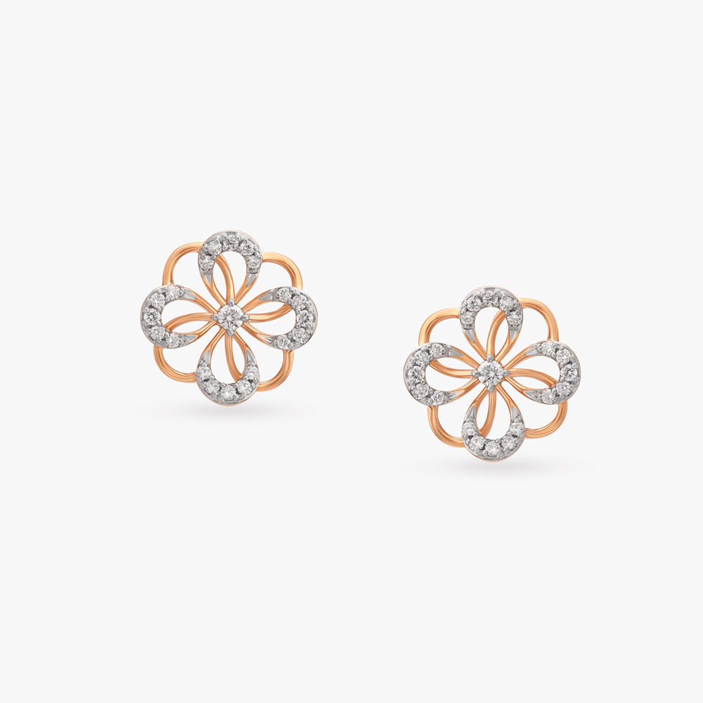 Glimmer Curl Diamond Stud Earrings