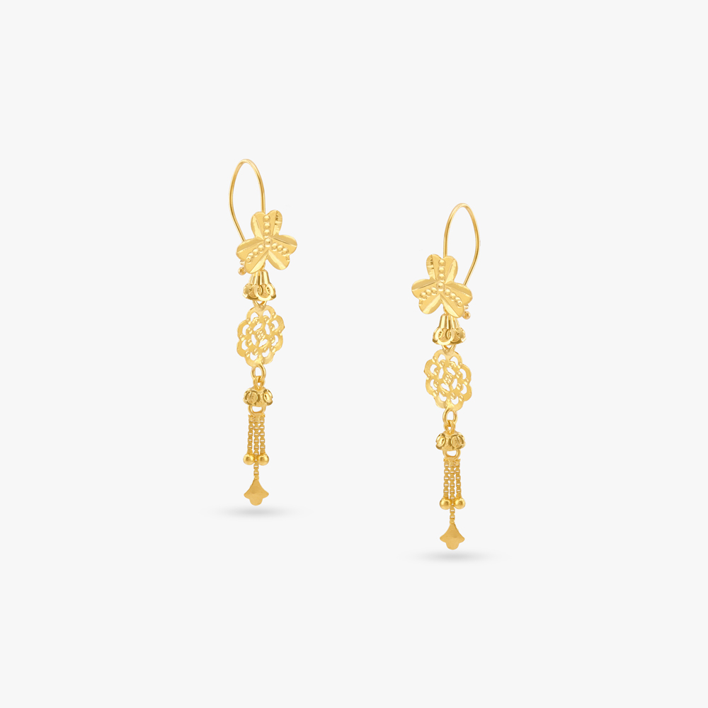 Dancing Petals Gold Hoop Earrings