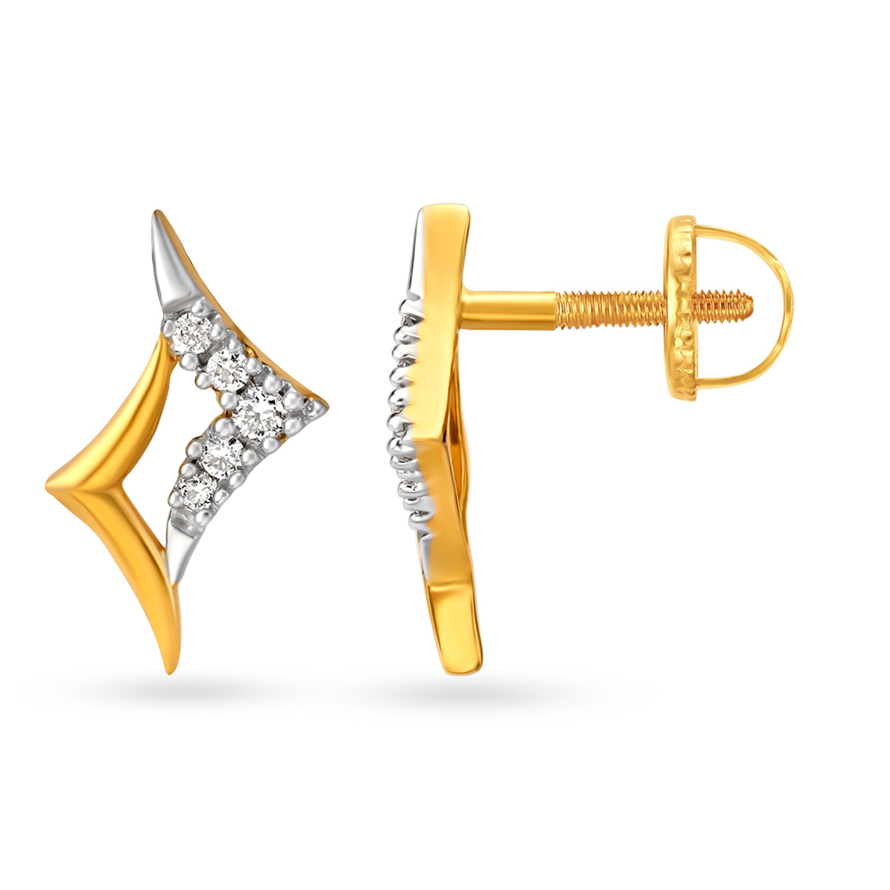 

Elegant Sparkle Gold and Diamond Stud Earrings
