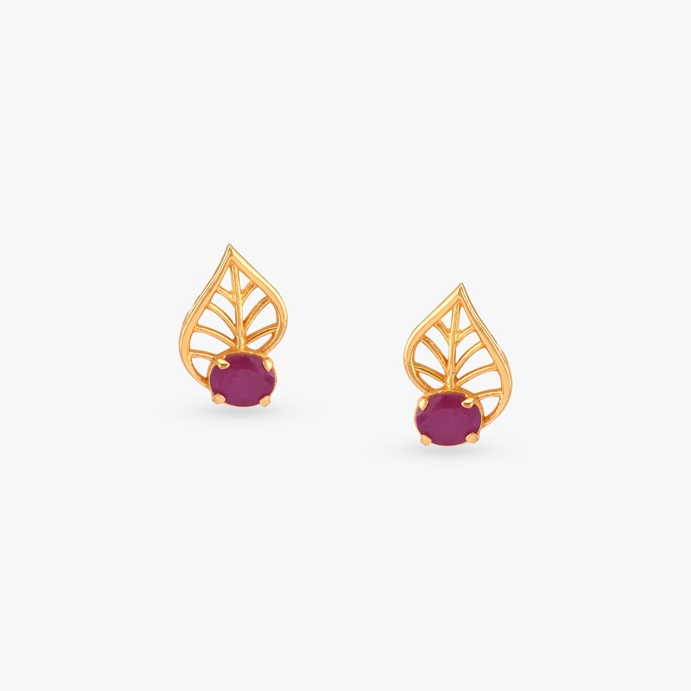 Contemporary Leaf Stud Earrings