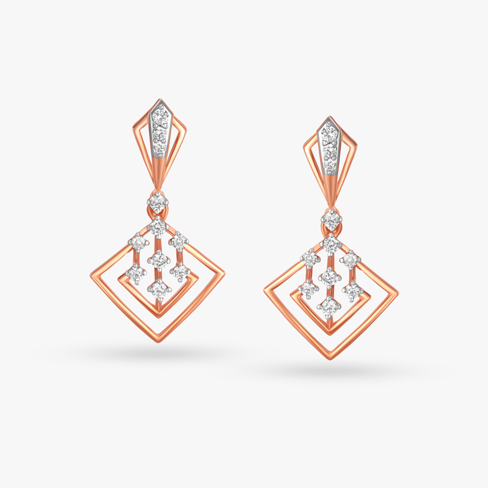 Sophisticated Geometric Diamond Drop Earrings
