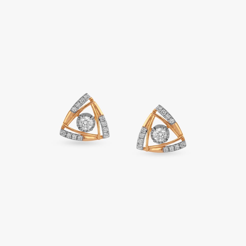 Triangle Sparkle Diamond Stud Earrings