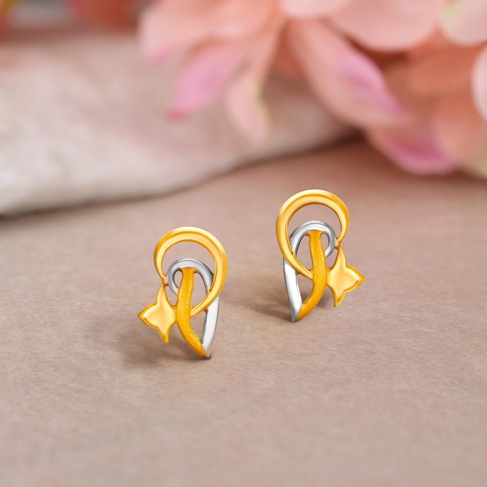 Artistic 22 Karat Yellow Gold Floristic Stud Earrings