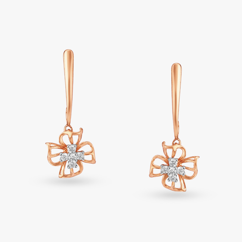 Sharp Floral Diamond Drop Earrings