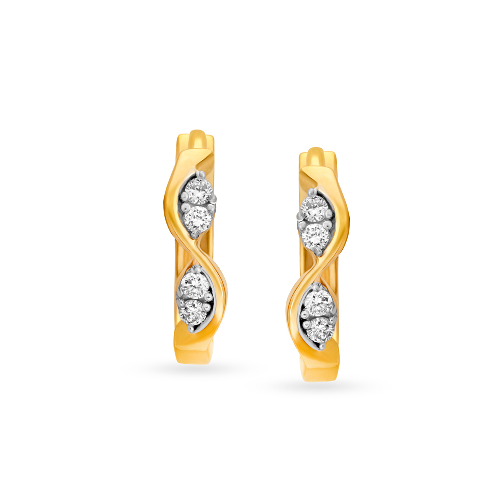 Twist Diamond Hoop Earrings