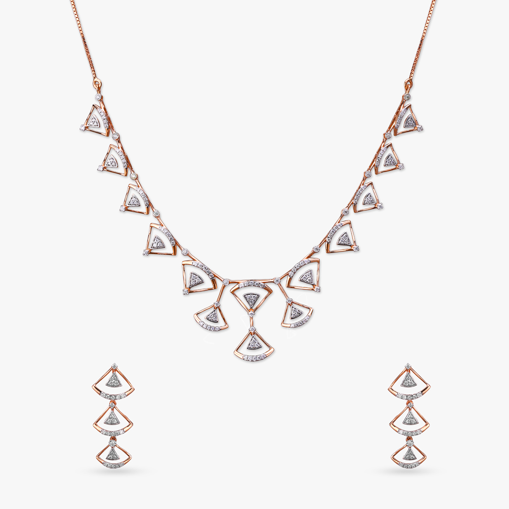 Blush Triangles Diamond Necklace Set