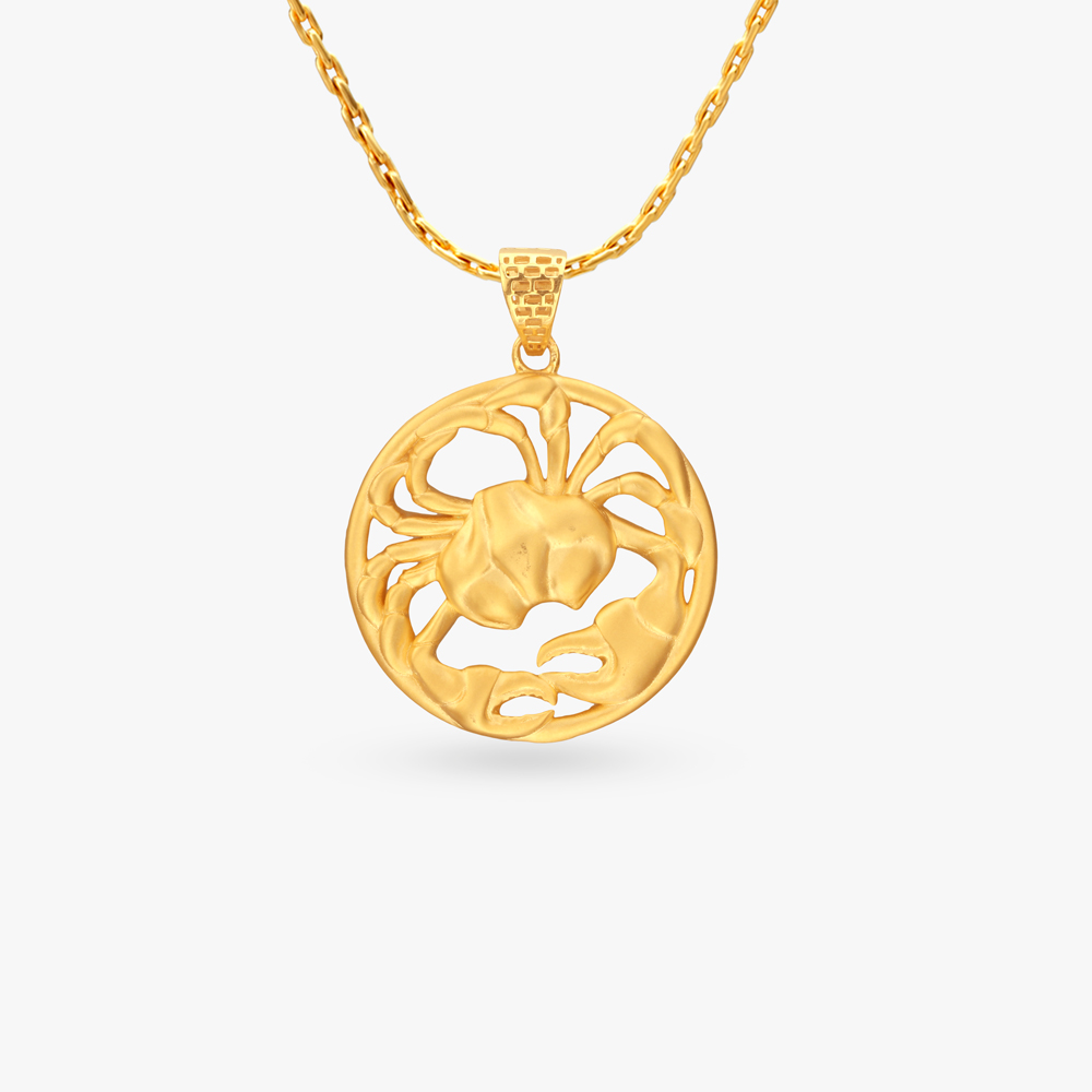 Cancer Zodiac Gold Pendant
