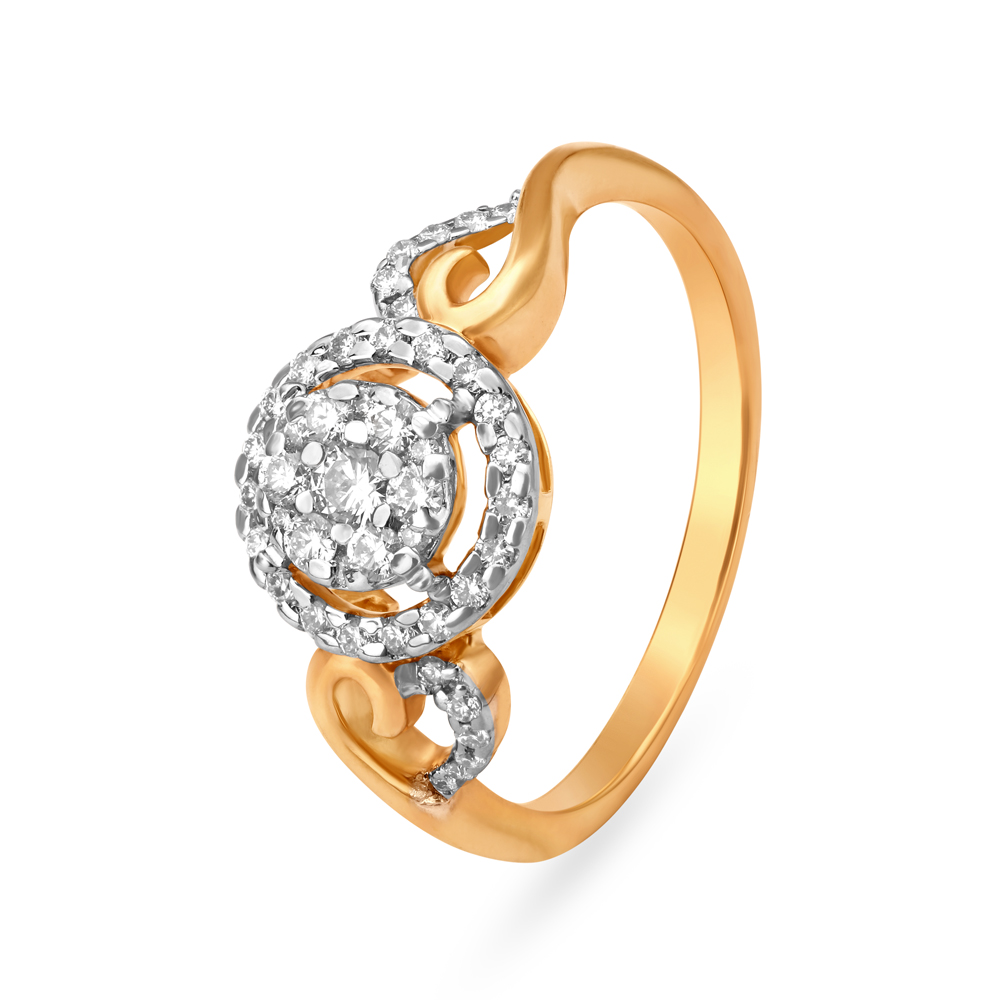 Sparkling 18 Karat Yellow Gold And Diamond Cluster Ring