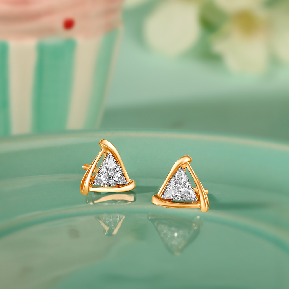 Dainty Triangles Diamond Stud Earrings