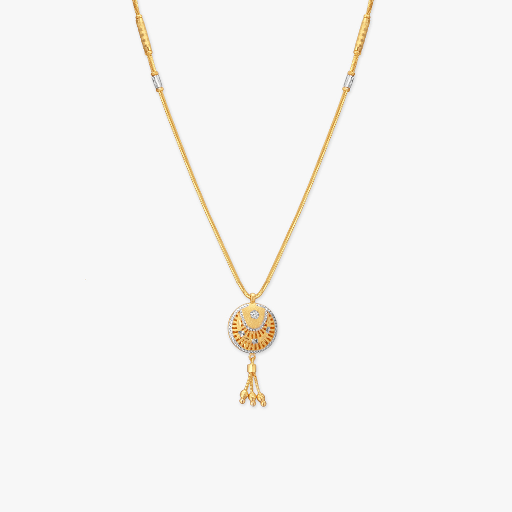 Shimmer Crest Gold Pendant with Chain