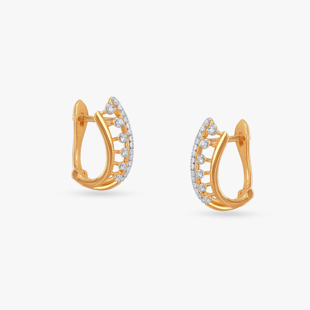 Modern Cutwork Diamond Hoop Earrings