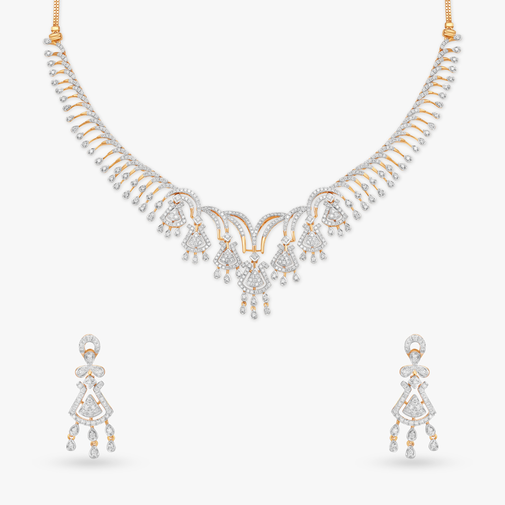 Fiery Sparkle Natural diamond Necklace Set