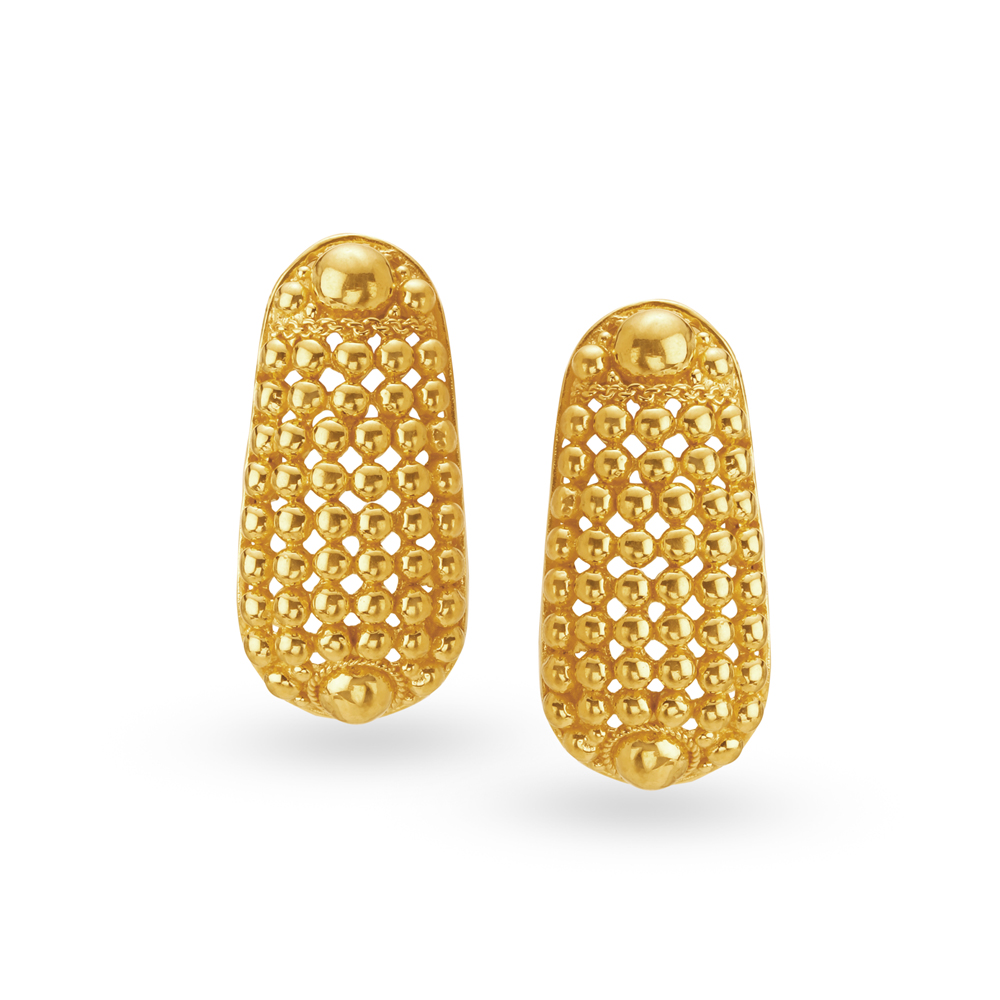 Graceful 22 Karat Yellow Gold Stud Earrings