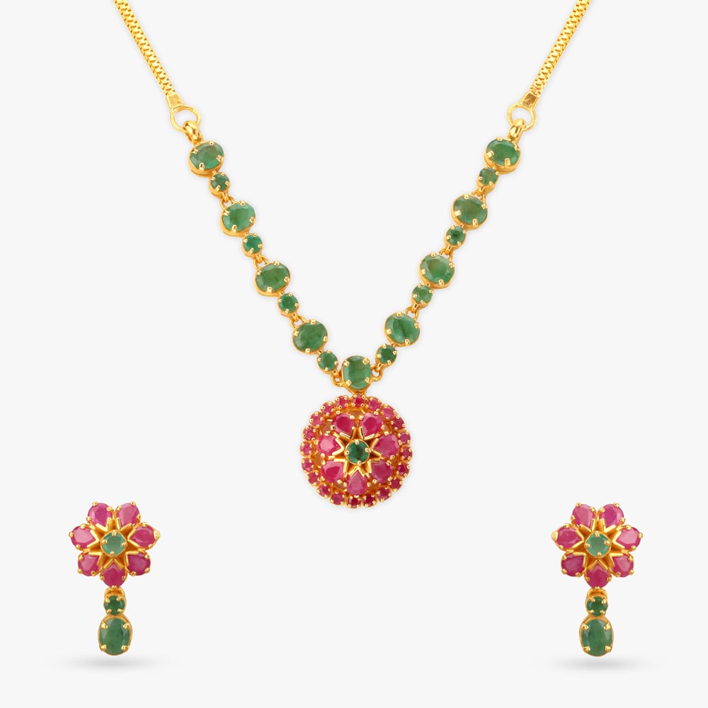 

Regal Floral Gold Necklace Set