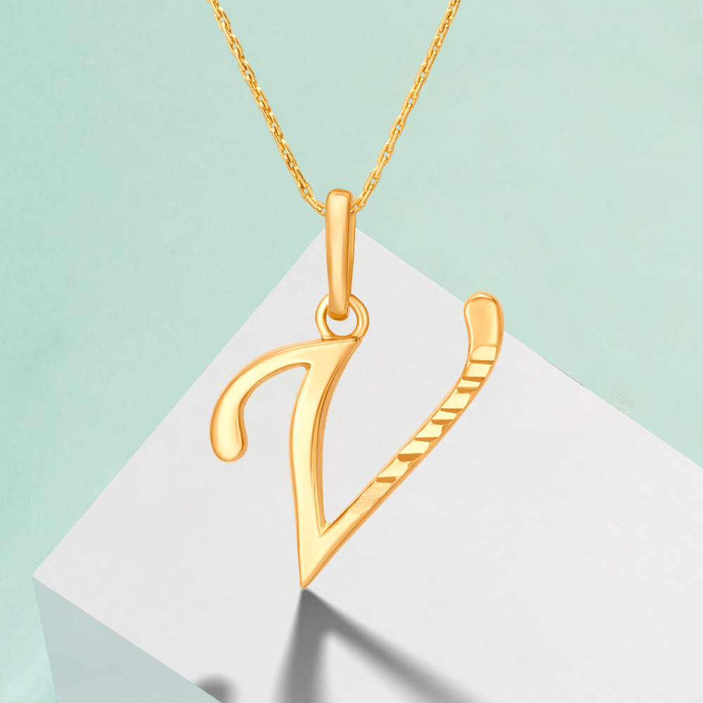 

Stunning V Letter Gold Pendant