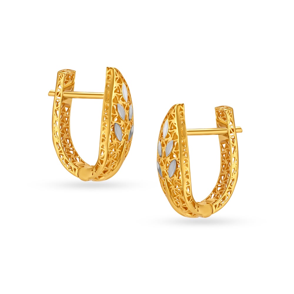 Leaf Inspired Gold Hoop Earrings