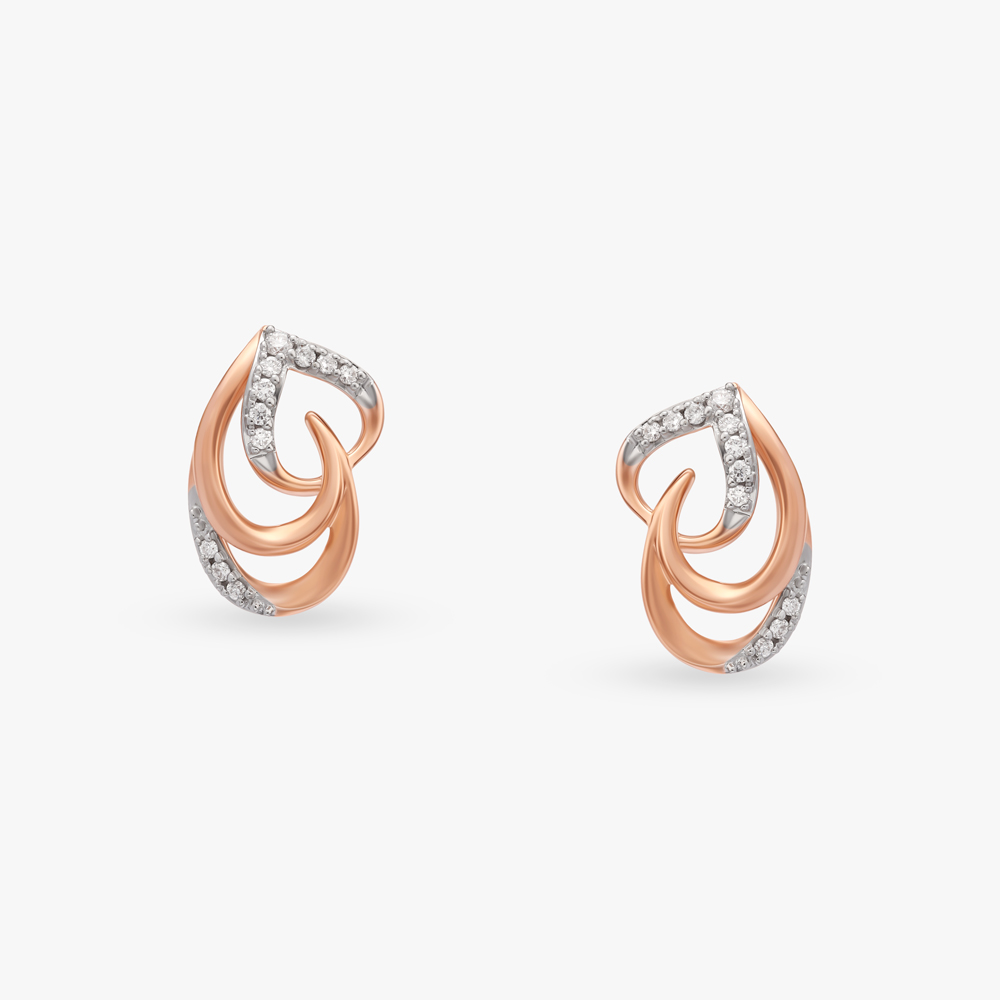 Swirl Of The Nature Diamond Stud Earrings