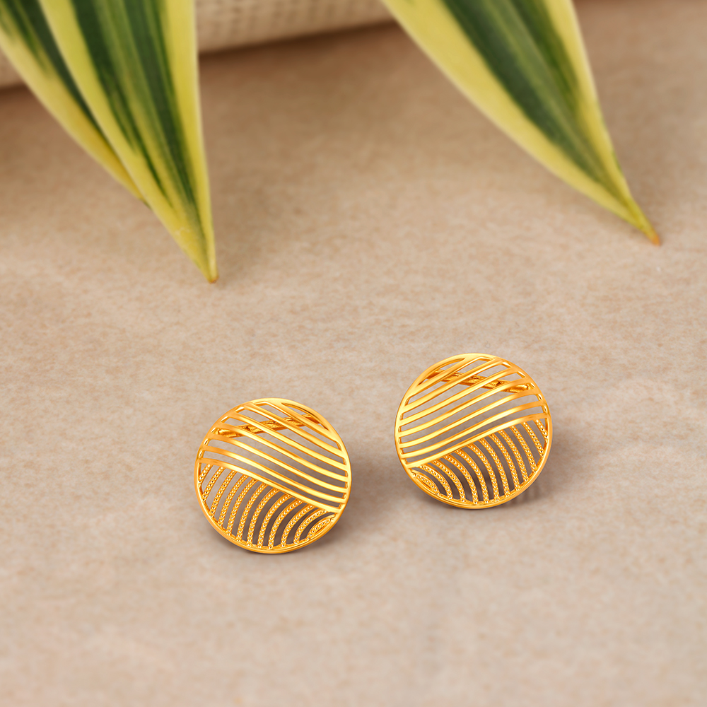 Stylish Jali Work Gold Stud Earrings