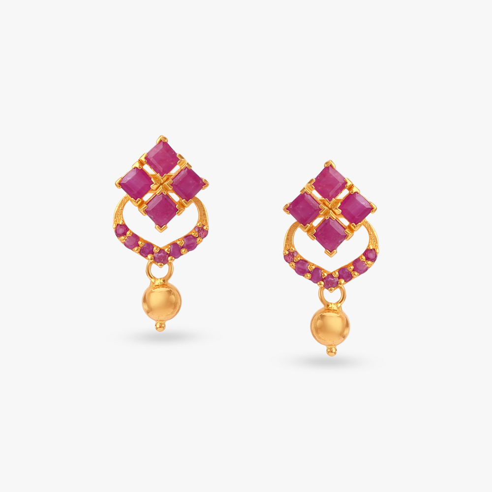 Radiant Petal Ruby Drop Earrings