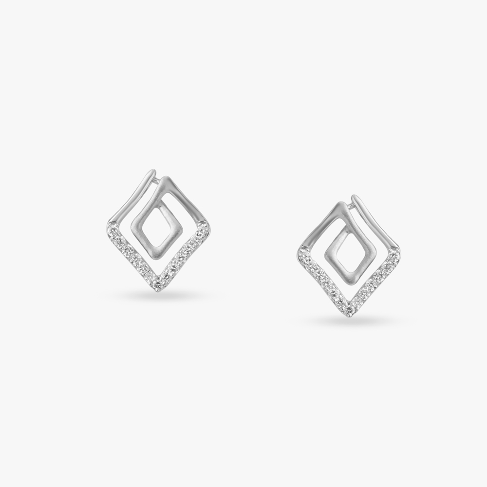 Geometric Diamond Stud Earrings