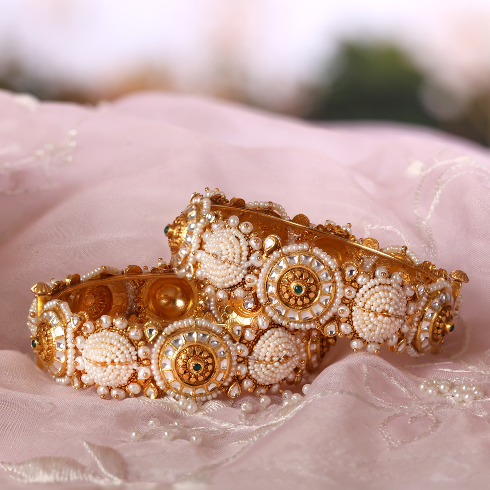 Exquisite Gold Studded Bangles