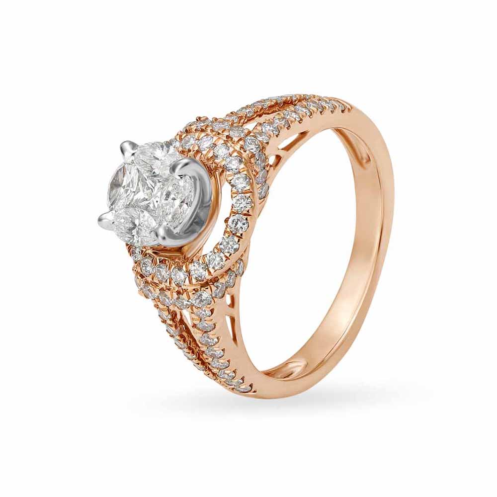 Regal 18 Karat White And Rose Gold And Diamond Finger Ring