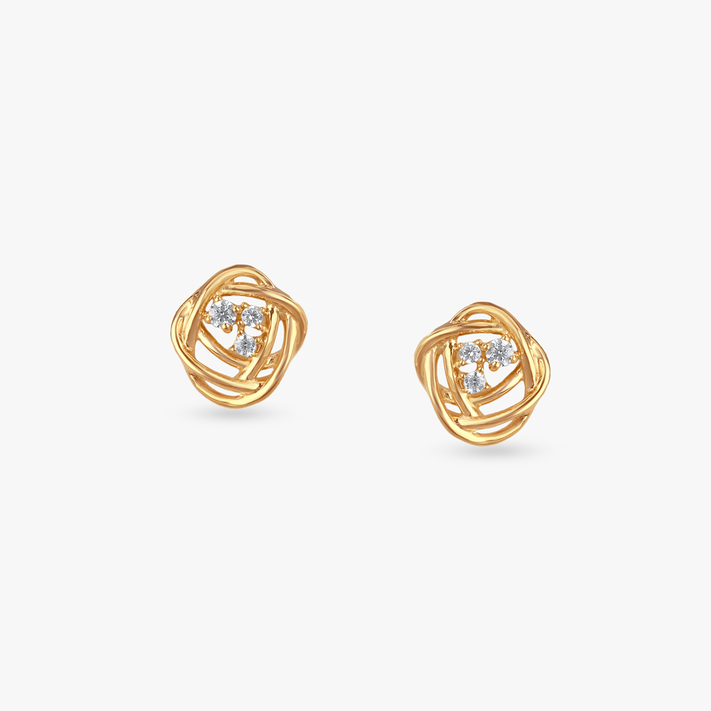 Swirl Nest Gold Stud Earrings