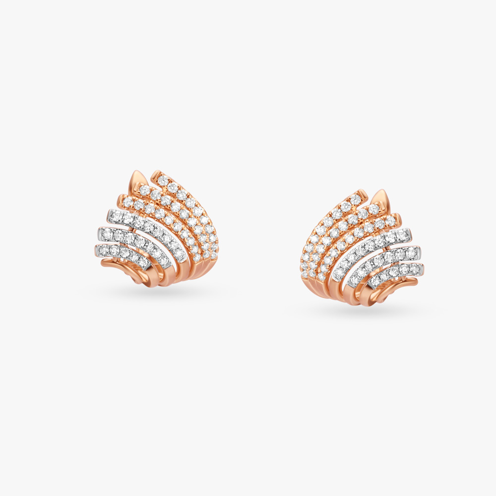 Curved Diamond Hoop Earrings