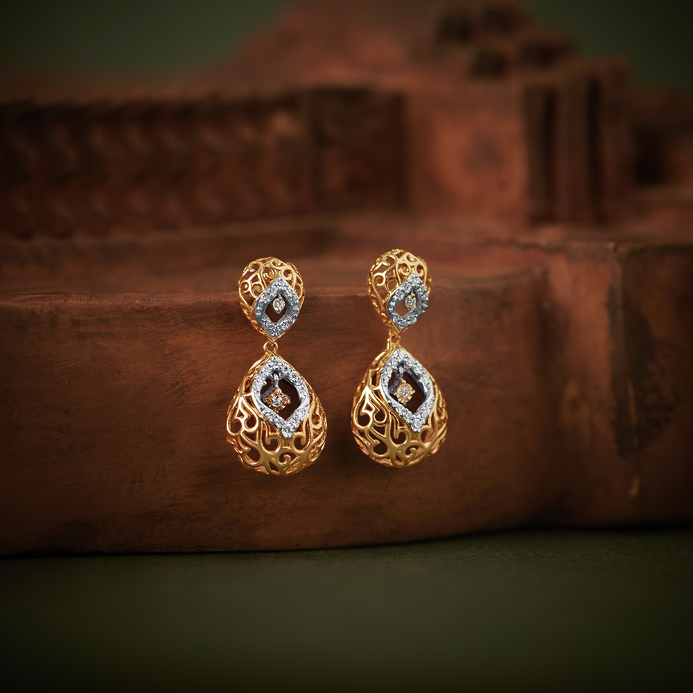 

Eclectic Fancy Diamond Drop Earrings in White and Rose Gold
