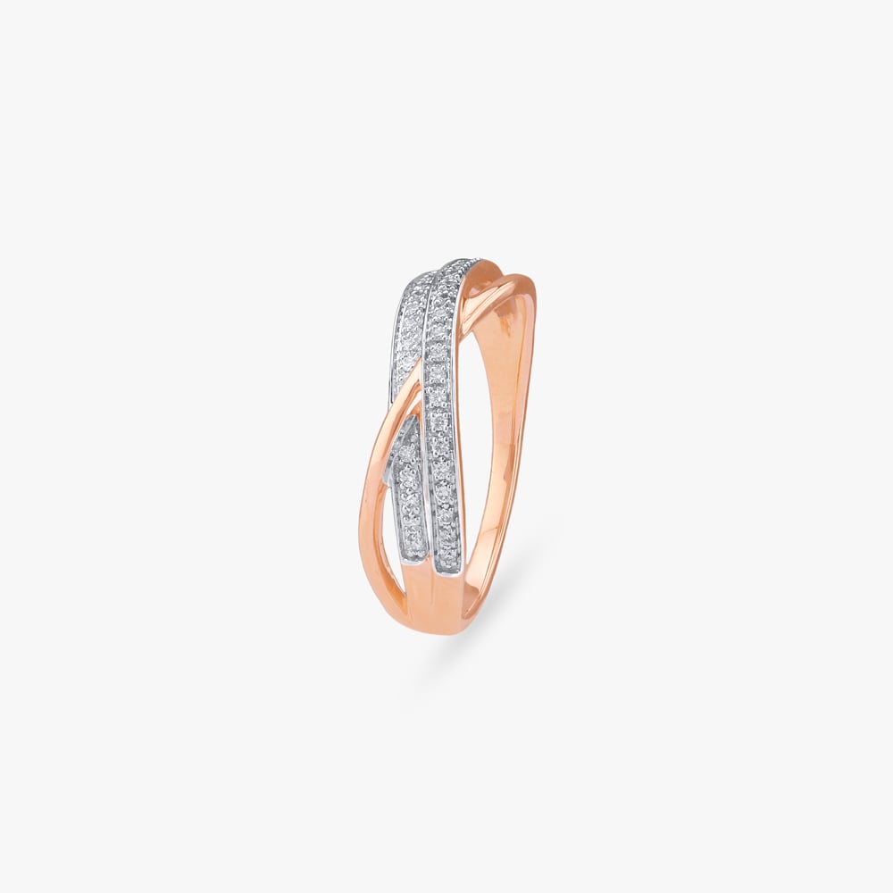 Layered Crossover Diamond Ring
