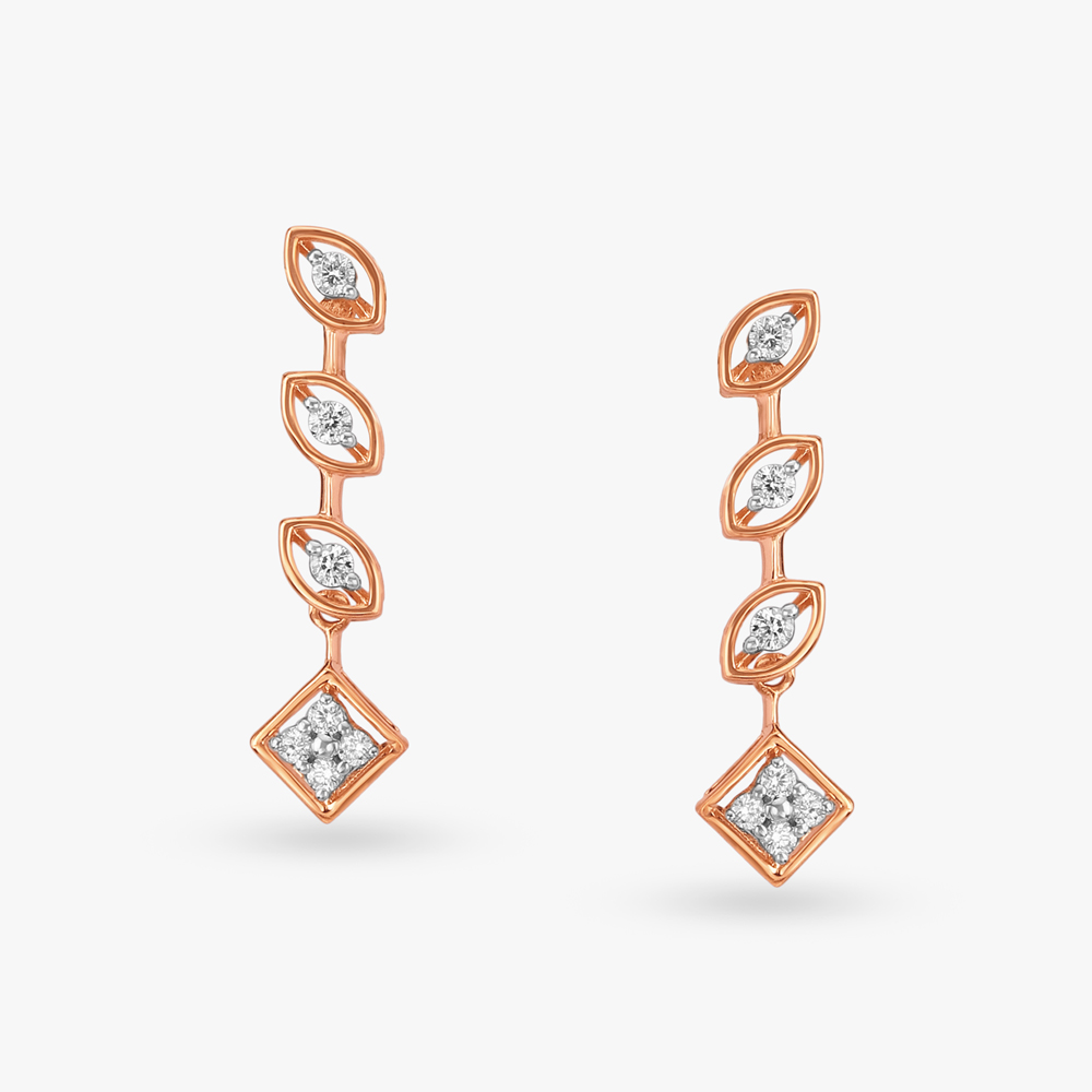 Leafy Cascade Diamond Drop Earrings
